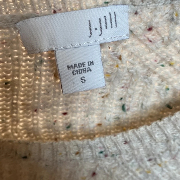 J. Jill Cable Knit Confetti Cream Tunic Sweater Ivory Size Small Braided Coastal - Picture 7 of 7